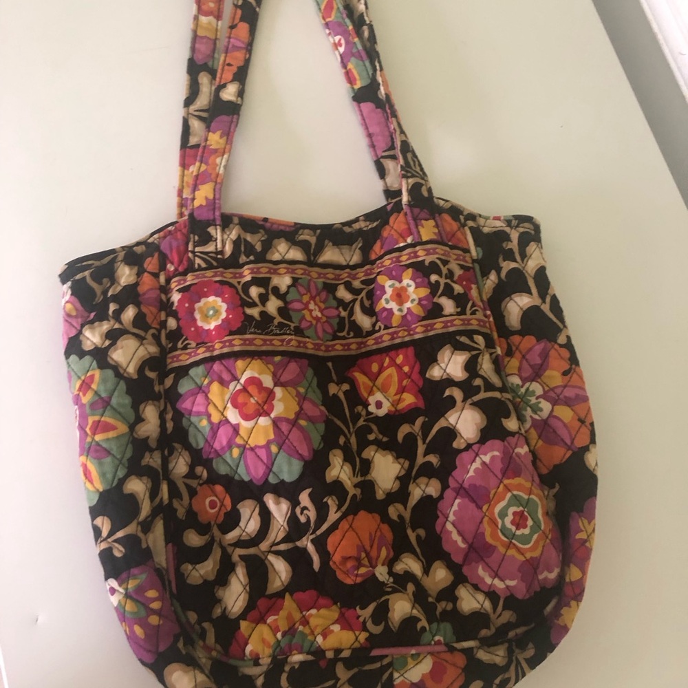 Vera Bradley Retired Suzani Quilted Tote Bag Floral Paisley Black Multi